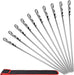 10PCS BBQ Barbecue Skewers, 17inch Skewers Stainless Steel Wide Flat Metal Reusable Dishwasher Safe Grill Tools Needles Sticks Kit for Dad Father's Gift - Grill Parts America