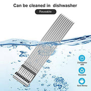 10PCS BBQ Barbecue Skewers, 17inch Skewers Stainless Steel Wide Flat Metal Reusable Dishwasher Safe Grill Tools Needles Sticks Kit for Dad Father's Gift - Grill Parts America