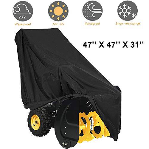 FLYMEI Snow Thrower Cover, Snow Blower Covers with Locks Drawstring, 2 Stage Snow Blower Accessories Universal Size for Most Electric Snow Blowers (47" L x 37" H x 31" W) - Grill Parts America