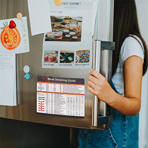 Meat Smoking Magnet Guide With Wood and Gas Temperature Chart, Big Fonts, 20 Meat Types - Grill Parts America