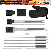 FYLINA BBQ Grill Tool Set, 21-Piece Heavy Duty Stainless Steel Grilling Utensils Tools with Aluminum Storage Case - Grill Parts America
