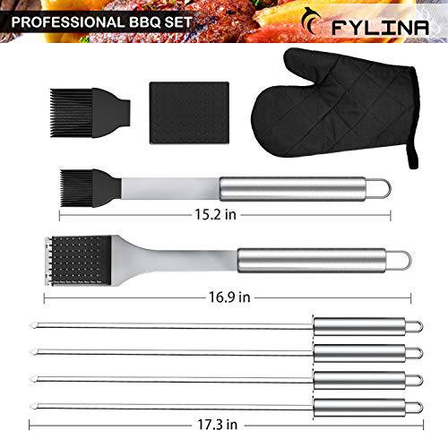 FYLINA BBQ Grill Tool Set, 21-Piece Heavy Duty Stainless Steel Grilling Utensils Tools with Aluminum Storage Case - Grill Parts America