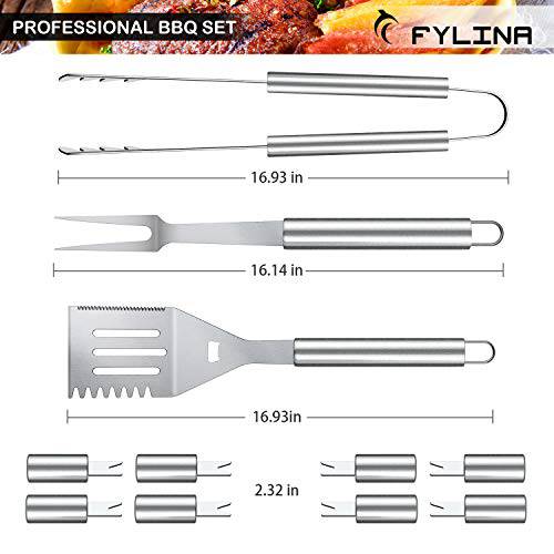 FYLINA BBQ Grill Tool Set, 21-Piece Heavy Duty Stainless Steel Grilling Utensils Tools with Aluminum Storage Case - Grill Parts America