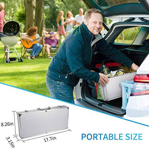 FYLINA BBQ Grill Tool Set, 21-Piece Heavy Duty Stainless Steel Grilling Utensils Tools with Aluminum Storage Case - Grill Parts America