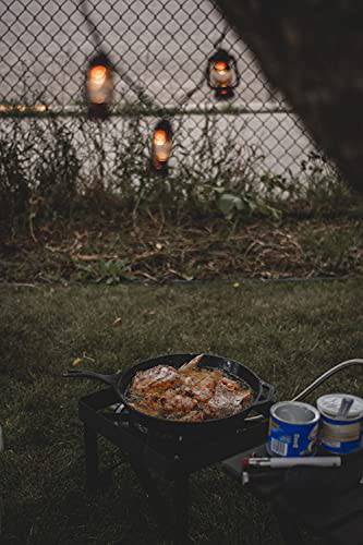 GasOne 200,000 BTU Square Heavy- Duty Single Burner Outdoor Stove Propane Gas Cooker with Adjustable 0-20Psi Regulator & Steel Braided Hose - Grill Parts America