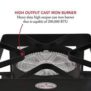 GasOne 200,000 BTU Square Heavy- Duty Single Burner Outdoor Stove Propane Gas Cooker with Adjustable 0-20Psi Regulator & Steel Braided Hose - Grill Parts America