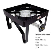 GasOne 200,000 BTU Square Heavy- Duty Single Burner Outdoor Stove Propane Gas Cooker with Adjustable 0-20Psi Regulator & Steel Braided Hose - Grill Parts America