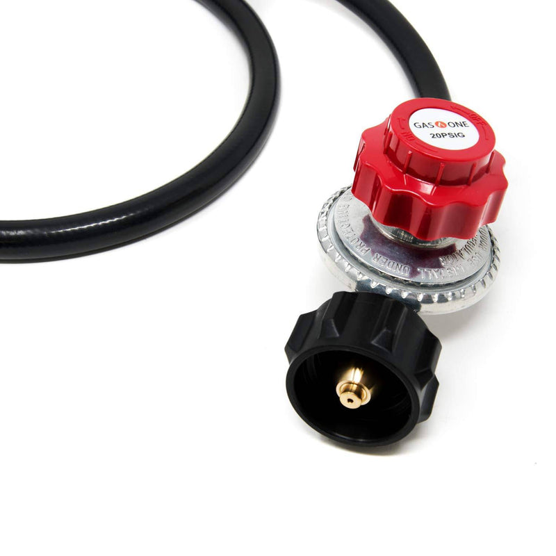 Gas One 4 ft High Pressure Propane 0-20 PSI Adjustable Regulator with QCC-1 type Hose - Works With Newer U.S. Propane Tanks - Grill Parts America
