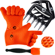 GK's 3 + 3 BBQ Man's Dream Set: Silicone BBQ Grill Gloves Plus Meat Shredder Claws Plus Silicone Basting Brush Plus 3 eBooks w/ Recipes - Grill Parts America