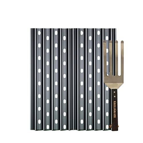 GrillGrate 2 Panel Set of 12 GrillGrates (Interlocking) + Grilling Tool 13" L x 10.5" W - Premium Replacement Grill Grate - Grill Parts America