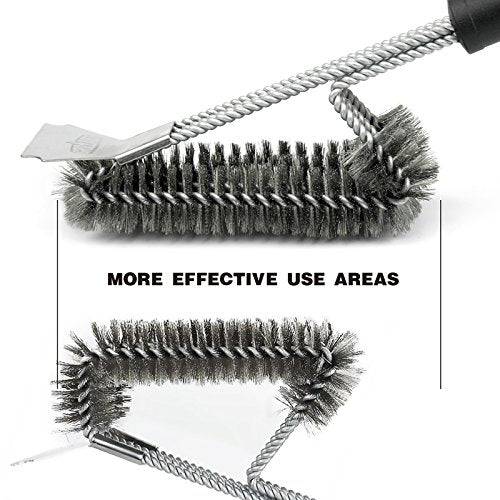 GRILLART Grill Brush and Scraper Best BBQ Brush for Grill, Safe 18" Stainless Steel Woven Wire 3 in 1 Bristles Grill Cleaning Brush - Grill Parts America