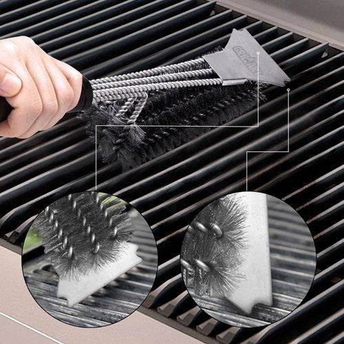 GRILLART Grill Brush and Scraper Best BBQ Brush for Grill, Safe 18" Stainless Steel Woven Wire 3 in 1 Bristles Grill Cleaning Brush - Grill Parts America
