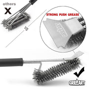 GRILLART Grill Brush and Scraper Best BBQ Brush for Grill, Safe 18" Stainless Steel Woven Wire 3 in 1 Bristles Grill Cleaning Brush - Grill Parts America