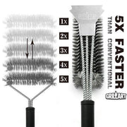 GRILLART Grill Brush and Scraper Best BBQ Brush for Grill, Safe 18" Stainless Steel Woven Wire 3 in 1 Bristles Grill Cleaning Brush - Grill Parts America
