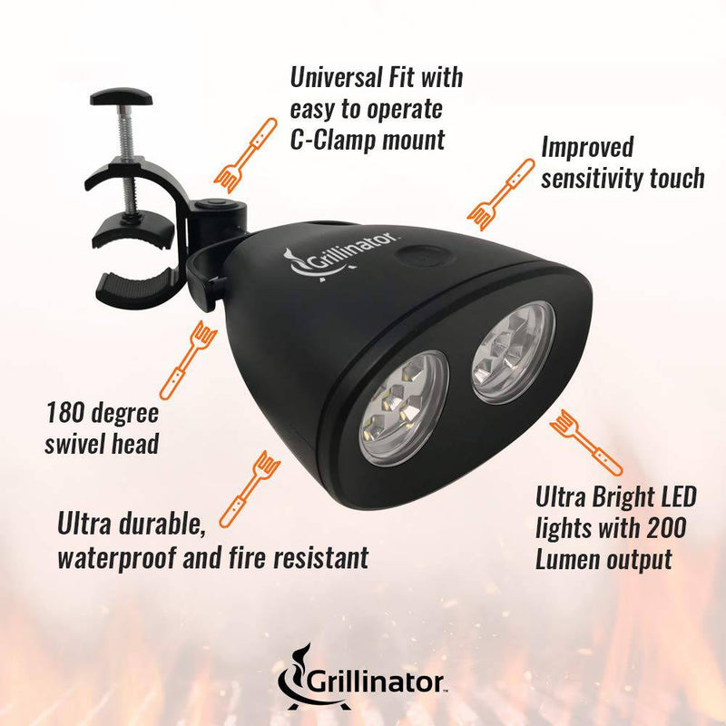 Grillinator Authentic Grilluminator BBQ Grill Light-Ultra Bright Handle Mount LE, Black - Grill Parts America