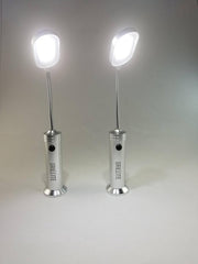 Grillite Silver Magnetic Weather Resistant BBQ Grill Light 2 Pack - Includes 6 AAA Batteries - Ultra-Bright COB LED Bulbs with Flexible Goose Neck - Grill Parts America