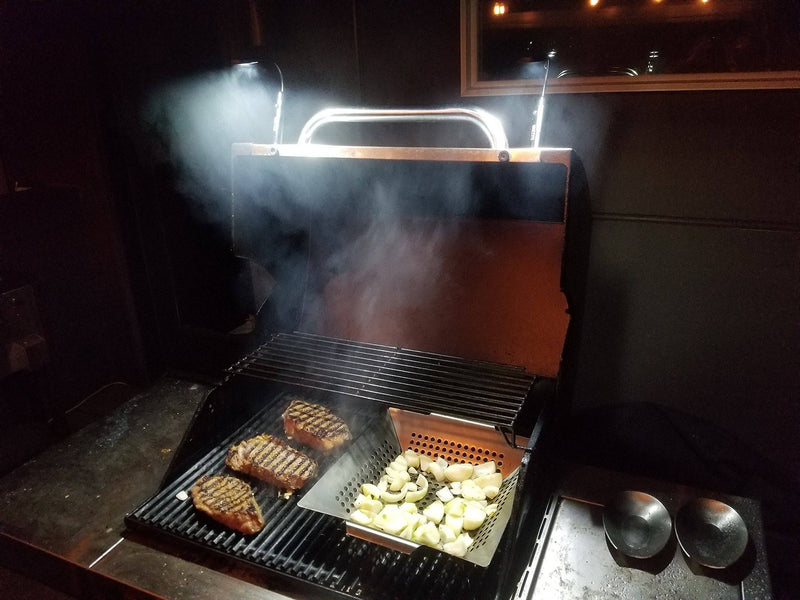 Grillite Silver Magnetic Weather Resistant BBQ Grill Light 2 Pack - Includes 6 AAA Batteries - Ultra-Bright COB LED Bulbs with Flexible Goose Neck - Grill Parts America