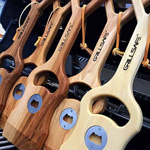 GrillSafe Pitmaster Superior Quality Wooden Grill Scrapers & BBQ Grill Cleaner. Versatile Non-Wire Dual-Handled Grill Brush & Bottle Opener. - Grill Parts America