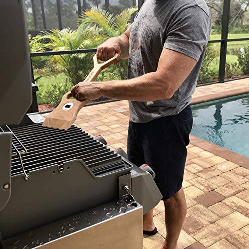 GrillSafe Pitmaster Superior Quality Wooden Grill Scrapers & BBQ Grill Cleaner. Versatile Non-Wire Dual-Handled Grill Brush & Bottle Opener. - Grill Parts America