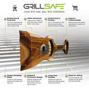 GrillSafe Pitmaster Superior Quality Wooden Grill Scrapers & BBQ Grill Cleaner. Versatile Non-Wire Dual-Handled Grill Brush & Bottle Opener. - Grill Parts America