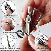 Keychain Bottle Opener Flint Fire Starter Permanent Match Multi-tool Keychain Waterproof Keychain - Grill Parts America