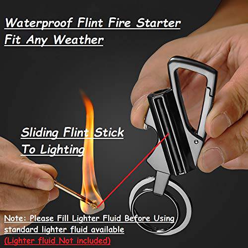 Keychain Bottle Opener Flint Fire Starter Permanent Match Multi-tool Keychain Waterproof Keychain - Grill Parts America