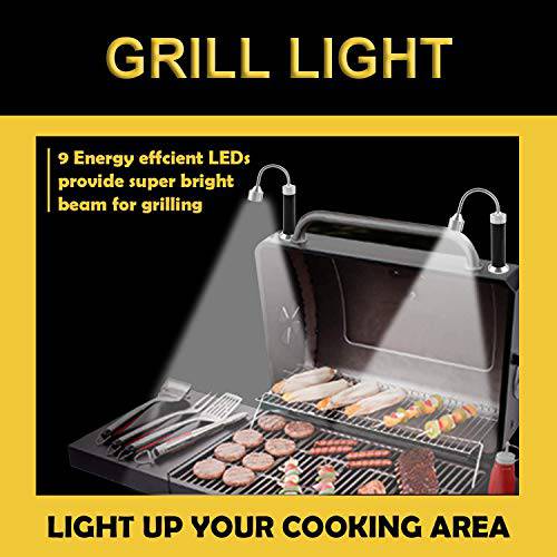 Grill Light Set, Powerful Magnetic Base Super Bright BBQ Lights - 360 Degree Flexible Gooseneck LED with 3 Brightness Levels, Heat Resistant Aluminum Barbecue Grill Light (2021 Upgraded Version) - Grill Parts America
