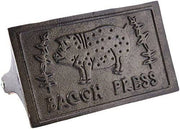 HIC Rectangular Bacon Press and Steak Weight, Heavyweight Cast Iron with Wooden Handle, For Grill Panini Burgers Bacon and Sausage - Grill Parts America