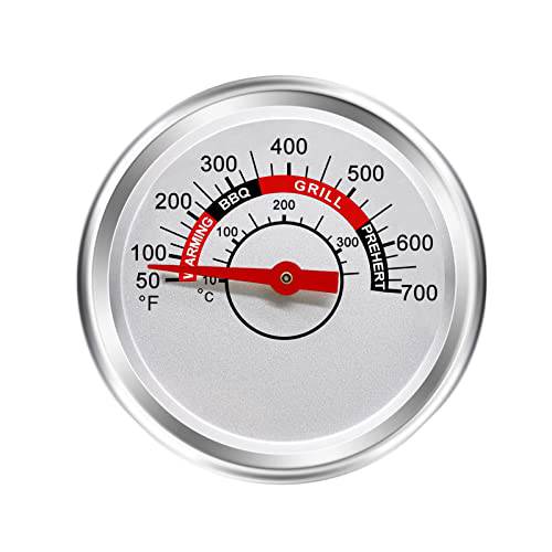 Hiorucet Grill Thermometer Heat Indicator Replacement for Brinkmann 810-3660-S, Charbroil 463241113, 463449914, 463446015 Models, 2 3/8 Inch Smoker Temperature Gauge with Fahrenheit. - Grill Parts America