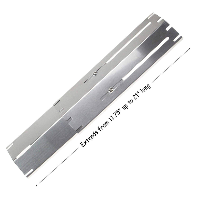 Hisencn Universal Replacement Heavy Duty Adjustable Stainless Steel Heat Plate Shield, Brinkmann Gas Grill, Extends from 11.75" up to 21" L - Grill Parts America