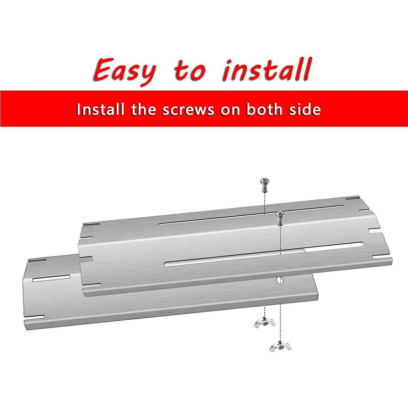 Hisencn Universal Replacement Heavy Duty Adjustable Stainless Steel Heat Plate Shield, Brinkmann Gas Grill, Extends from 11.75" up to 21" L - Grill Parts America