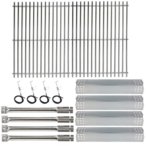 Hisencn Repair Kit Stainless Steel Burners, Stainless Heat Plates Tent Shield and Cooking Grids Grill Grate - Grill Parts America