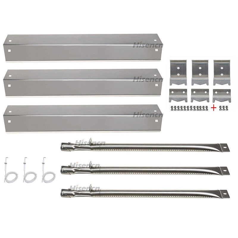 Hisencn Repair kit Parts Stainless Grill Burner Tube, Heat Plate Shield Tent, Hanger Brackets, Electronic Ignitor Replacement - Grill Parts America