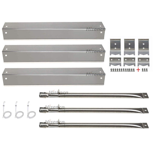 Hisencn Repair kit Parts Stainless Grill Burner Tube, Heat Plate Shield Tent, Hanger Brackets, Electronic Ignitor Replacement - Grill Parts America