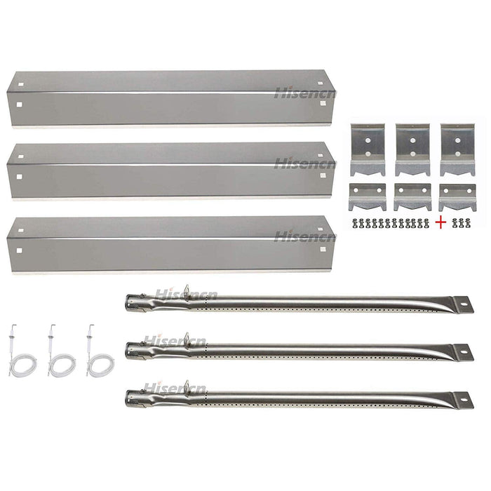Hisencn Repair kit Parts Stainless Grill Burner Tube, Heat Plate Shield Tent, Hanger Brackets, Electronic Ignitor Replacement - Grill Parts America