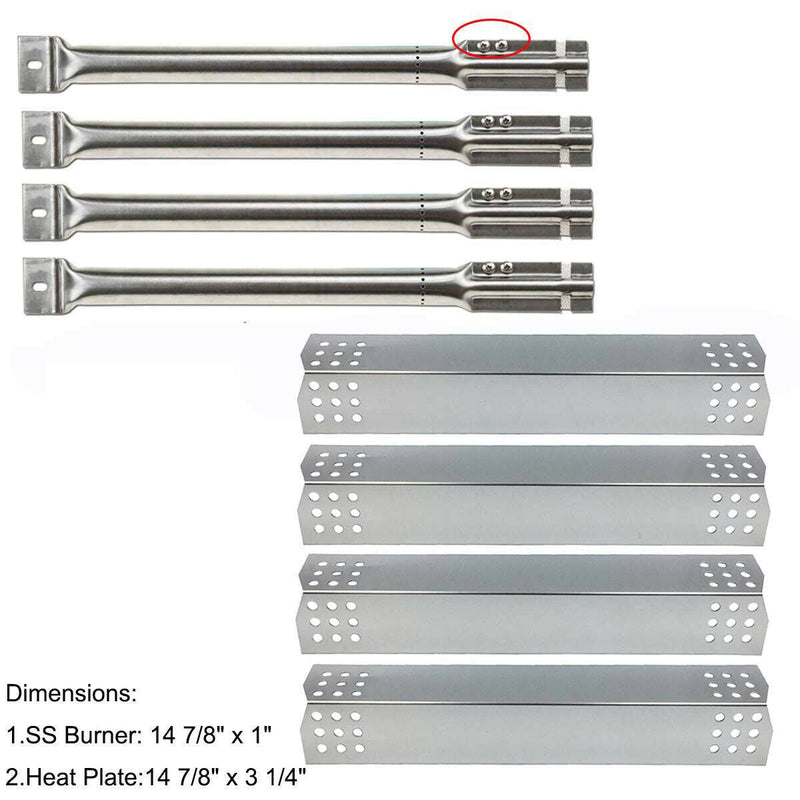 Hisencn Repair Kit Stainless Steel Burners, Stainless Heat Plates Replacement Parts for Master Forge 1010037, 1010048 Gas Grill Models - Grill Parts America