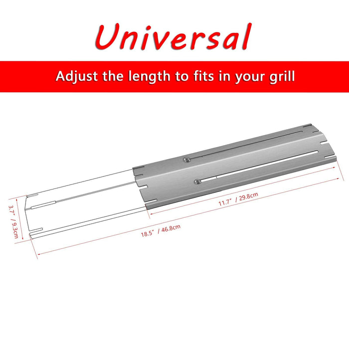Hisencn Universal Replacement Heavy Duty Adjustable Stainless Steel Heat Plate Shield, Heat Tent, Flavorizer Bar, Burner Cover, Flame Tamer - Grill Parts America
