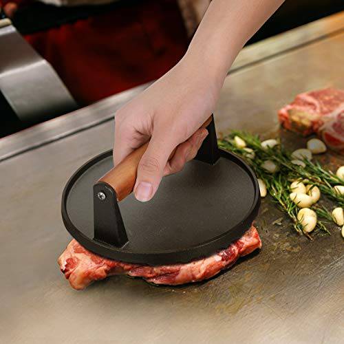 HOMENOTE Griddle Accessories Kit - 12 Inch Heavy Duty Round Basting Cover  Cheese Melting Dome with 7 inch Round Cast Iron Burger Bacon Press -  Perfect for Flat Top Griddle Grill Cooking
