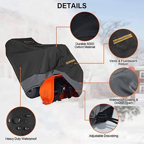 Snow Blower Cover, Heavy Duty 600D Oxford Waterproof Snow Thrower Cover, Universal , 51.2''×33.1''×35.8''/40.2''(L×W×H) - Grill Parts America