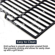 Hongso 16 7/8" Polished Porcelain Coated Cast Iron Gas Grill Grates - Grill Parts America