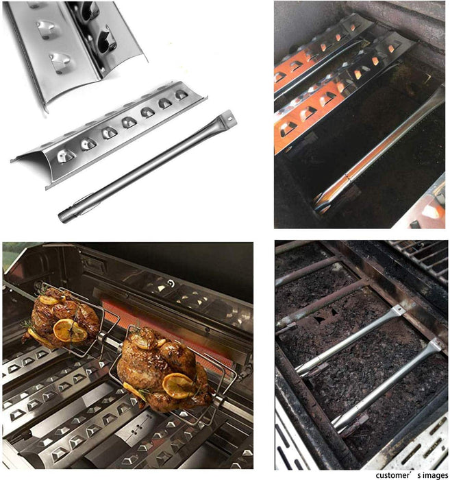Hongso 5 Burner Gas BBQ Grill SS Burners and Heat Plates for Master Forge - Grill Parts America