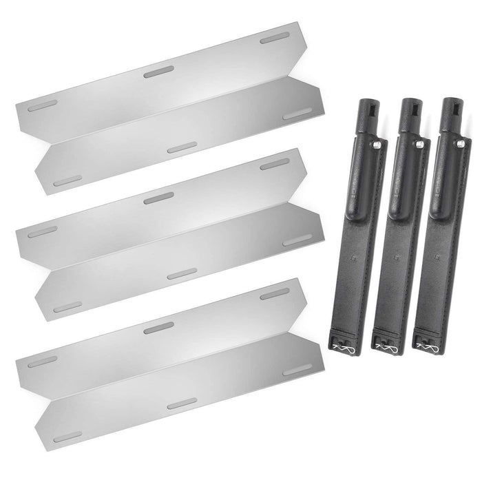 Hongso Gas Grill Stainless Steel Heat Plate Shield and Cast Iron Burner Repair Kit Replacement for Jenn Air 720-0061, 3 Pack (CBF301, SPA231) - Grill Parts America