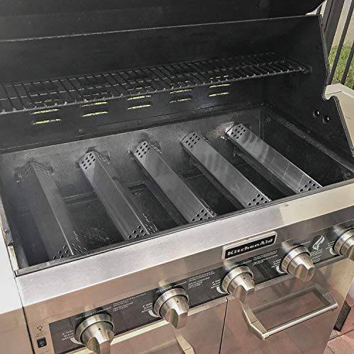Hongso SPG451 (5-Pack) Stainless Steel Heat Plates, Heat Shield, Heat Tent, Burner Cover Replacement for Gas Grill Model Kitchen Aid 720-0745, Jenn Air Gas Barbecue Grills - Grill Parts America