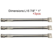 Hotsizz 14051 (3-pack) Universal Stainless Steel Burner Replacement for BBQ Gas Grill Brinkmann, Charmglow , Charmglo, Uniflame Model Grills and C - Grill Parts America