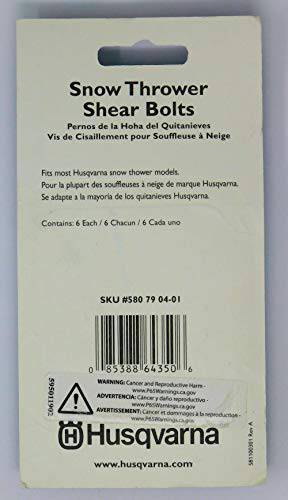 thumbnail image 2 of Husqvarna Snowblower Replacement Shear Bolt 5 Pk. | Canadian Tire 2 of 12