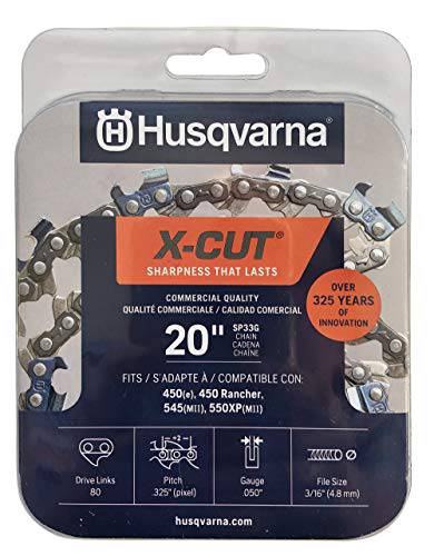 Husqvarna 581643604 X-Cut SP33G 20" Chainsaw Chain, 050 GA 80 Drive Links, Grey - Grill Parts America