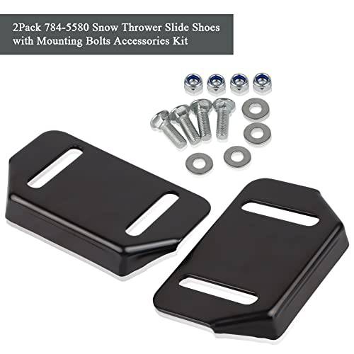 HUSWELL 784-5580 Snow Thrower Slide Shoes 2 Pack Skid Shoes with Mounting Hardware for MTD 784-5580-0637 Fits for Cub Cadet Yardman SnowBlower - Grill Parts America