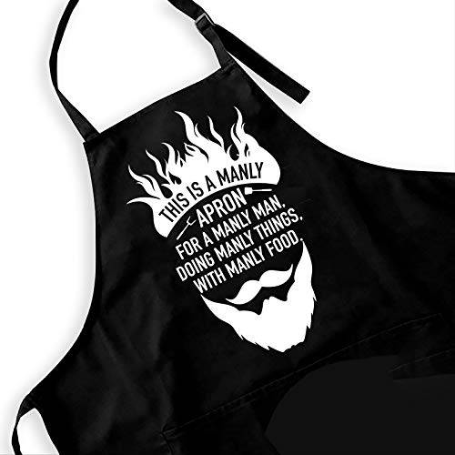 Ihopes Funny Aprons for Men - Black Kitchen Chef Apron with 2 Pockets and Adjustable Neck Strap - Grill Parts America