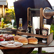 Rustic Wood Tabletop Organizer for Outdoor Dining - Grill Parts America