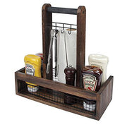 Rustic Wood Tabletop Organizer for Outdoor Dining - Grill Parts America